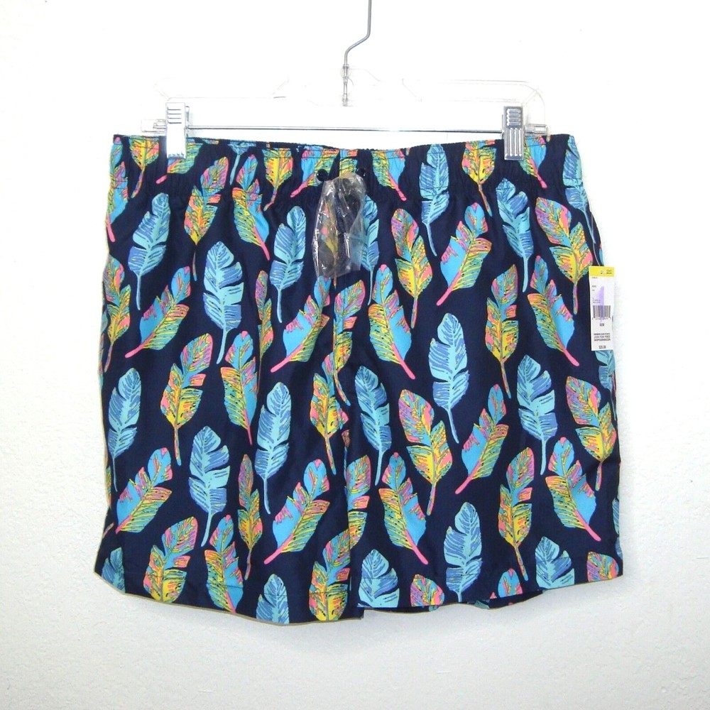 NWT Sears Roebuck Feather Print Mens Swim Trunks Size M